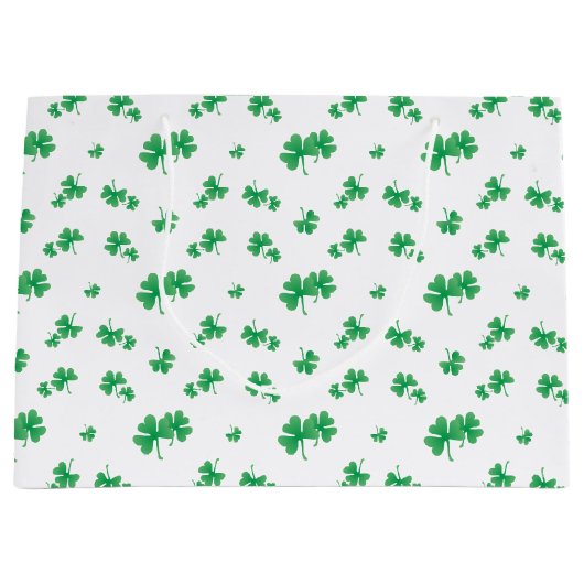 Gradient Green Irish Kleeblatt Pattern Große Geschenktüte (Vorderseite)
