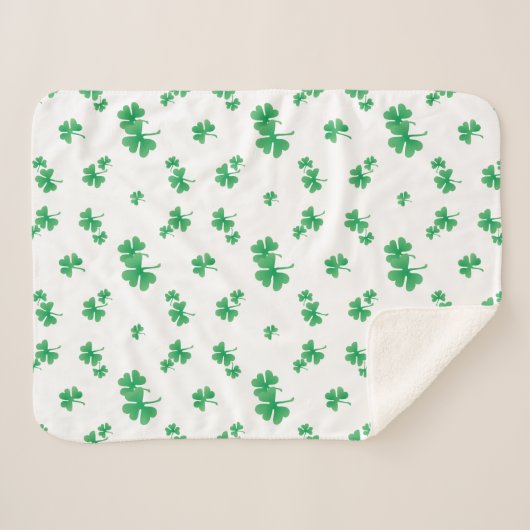 Gradient Green Irish Kleeblatt Pattern Sherpadecke (Vorderseite (Horizontal))