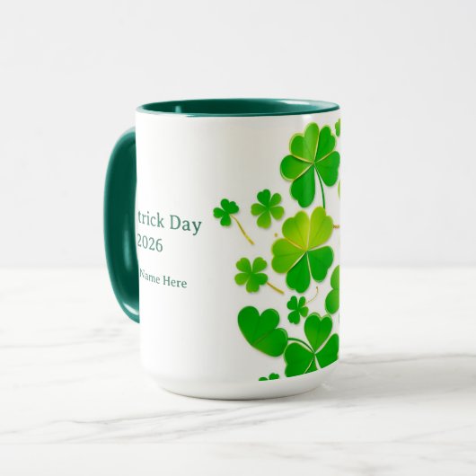 Gradient Green Layered Shamrock Gold Lucky Tasse (Vorderseite Links)