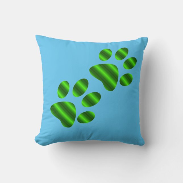 Gradient Green Paws Kissen (Vorderseite)