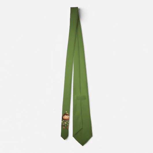 Gradient Green Tree Character Christmas Neck Tie Krawatte (Rückseite)