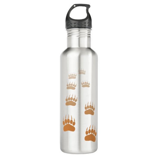 Gradient Grizzly Bär Paw Print Edelstahlflasche (Vorderseite)