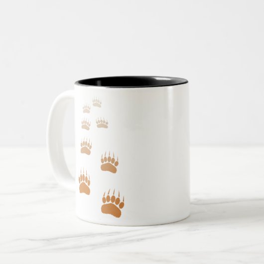 Gradient Grizzly Bär Paw Print Zweifarbige Tasse (Vorderseite Links)