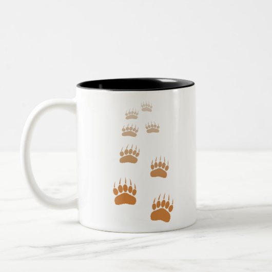 Gradient Grizzly Bär Paw Print Zweifarbige Tasse (Links)