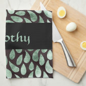 Gradient grüne Blätter auf schwarz Geschirrtuch (Viertel Falte)