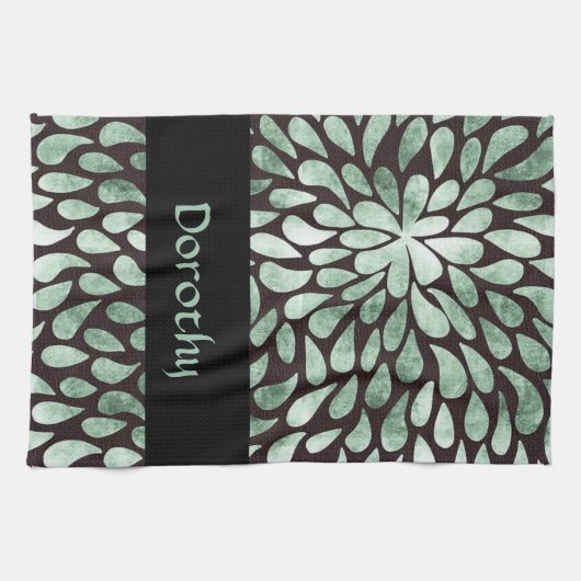 Gradient grüne Blätter auf schwarz Geschirrtuch (Horizontal)