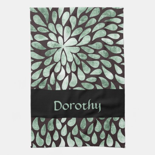 Gradient grüne Blätter auf schwarz Geschirrtuch (Vertikal)