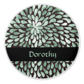 Gradient grüne Blätter auf schwarz Keramikknauf (Vorderseite)