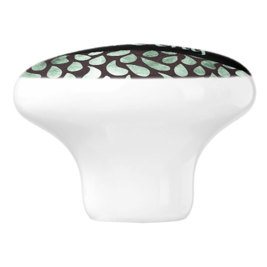 Gradient grüne Blätter auf schwarz Keramikknauf (Seitenansicht)