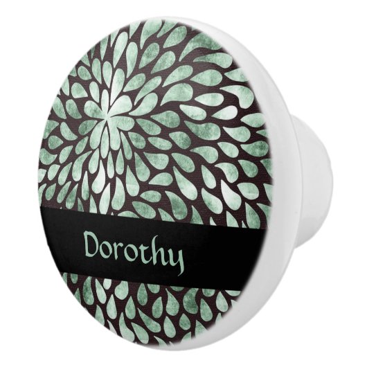 Gradient grüne Blätter auf schwarz Keramikknauf (Rechts)