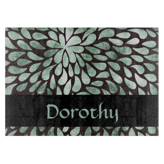 Gradient grüne Blätter auf schwarz Schneidebrett (Vorderseite)