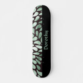 Gradient grüne Blätter auf schwarz Skateboard (Vorne)