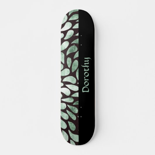 Gradient grüne Blätter auf schwarz Skateboard (Vorne)