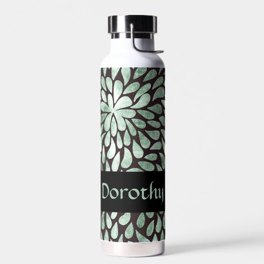 Gradient grüne Blätter auf schwarz Trinkflasche (Links)