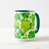 Gradient Grünes Schichtkleeblatt Gold Glück Tasse (VorderseiteRechts)