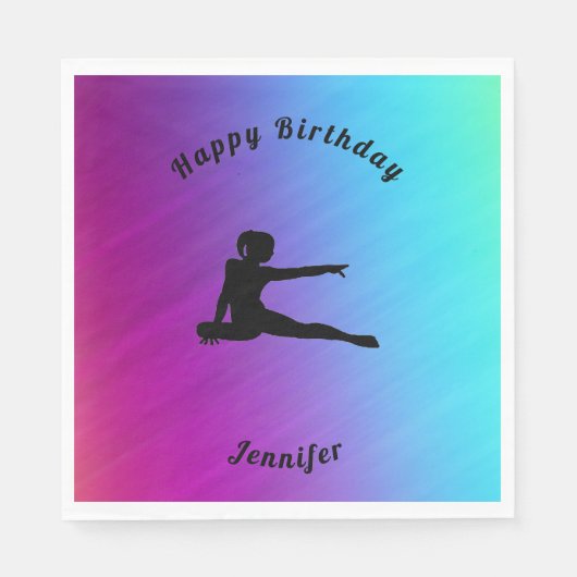 Gradient Gymnastics Birthday Napkins mit Namen Serviette (Vorderseite)