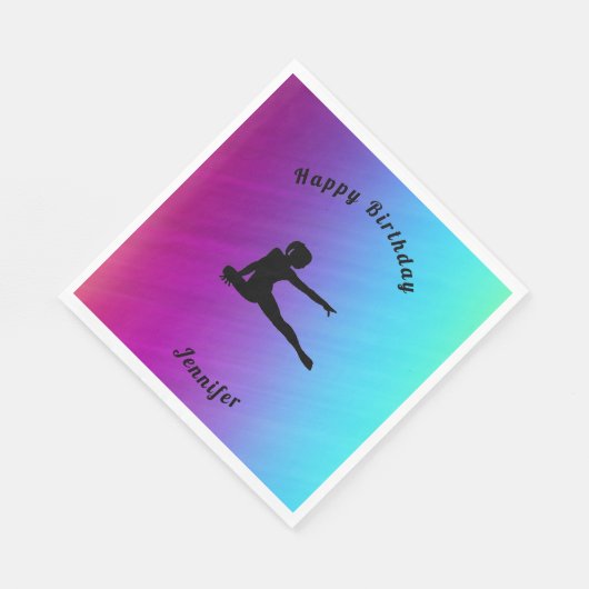 Gradient Gymnastics Birthday Napkins mit Namen Serviette (Ecke)