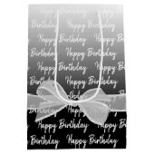 Gradient Happy Birthday mit weißem Bow Mittlere Geschenktüte (Rückseite)