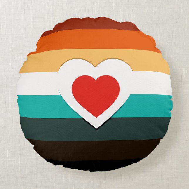 Gradient Heart Rundes Kissen (Vorderseite)