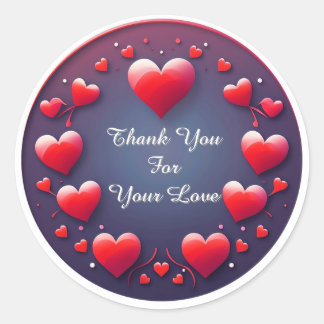 Gradient Heart With Red Floral Frame Runder Aufkleber