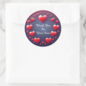 Gradient Heart With Red Floral Frame Runder Aufkleber (Tasche)