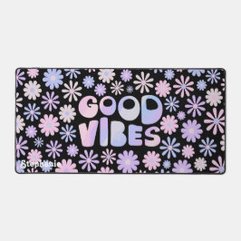 Gradient Holo Retro Daisies Good Vibes Typografie Schreibtischunterlage