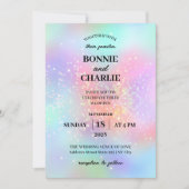 Gradient Holographic Glitzer Wedding Einladung (Vorderseite)