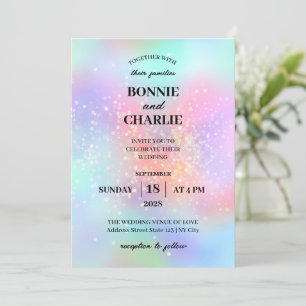 Gradient Holographic Glitzer Wedding Einladung