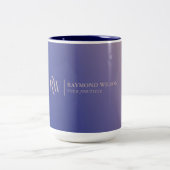 Gradient Imitats Rose Gold und Navy Blue Mit Monog Zweifarbige Tasse (Mittel)