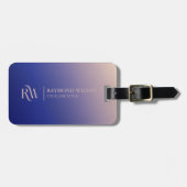 Gradient Imitats Rose Gold und Navy Blue Monogram Gepäckanhänger (Vorderseite horizontal)
