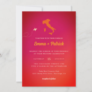 Gradient Italian Sunset Sky Orange Magenta Wedding Einladung