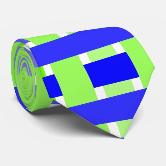 Gradient Kariert blau  Krawatte (Gerollt)