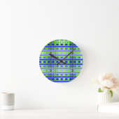 Gradient Kariert blau Runde Wanduhr (Zuhause)