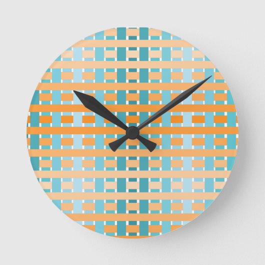 Gradient Kariert Orange Runde Wanduhr (Vorderseite)