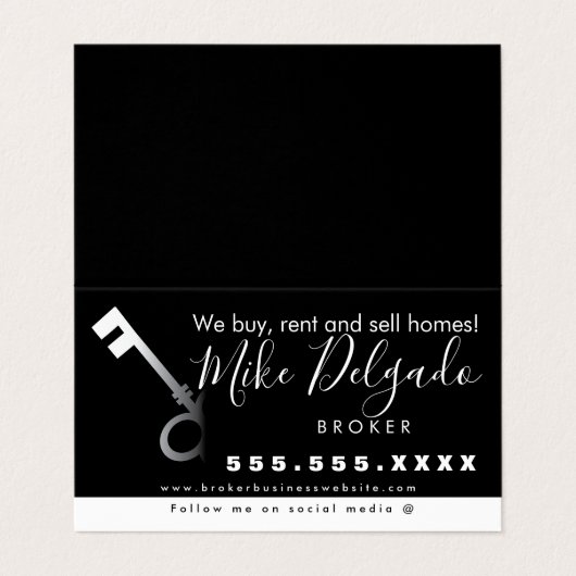 Gradient Key Zuhause Sales Broker Visitenkarten (Außenseite Aufgefaltet)