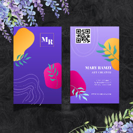 Gradient Lila Abstrakter QR-Code Visitenkarte