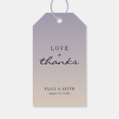 Gradient Lila floral glücklich je nach Hochzeit Geschenkanhänger (Rückseite)