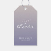 Gradient Lila floral glücklich je nach Hochzeit Geschenkanhänger (Rückseite)