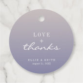 Gradient Lila floral glücklich je nach Hochzeit Geschenkanhänger (Rückseite)