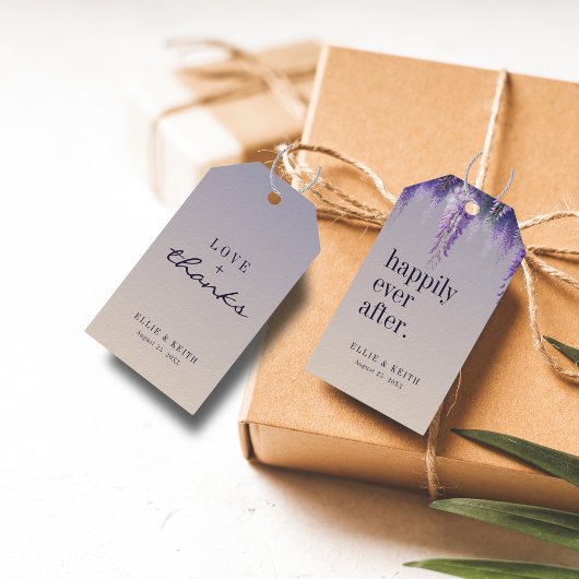 Gradient Lila floral glücklich je nach Hochzeit Geschenkanhänger