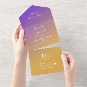 Gradient Lila Gelbe Hochzeit All In One Einladung