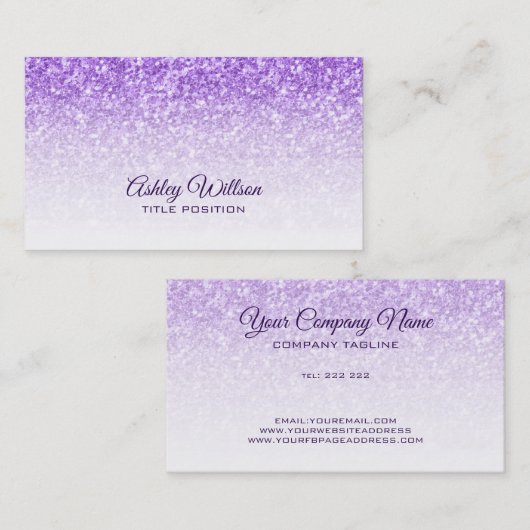 Gradient Lila Glitzer Visitenkarte (Vorne/Hinten)