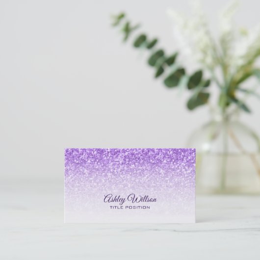 Gradient Lila Glitzer Visitenkarte (Stehend Vorderseite)