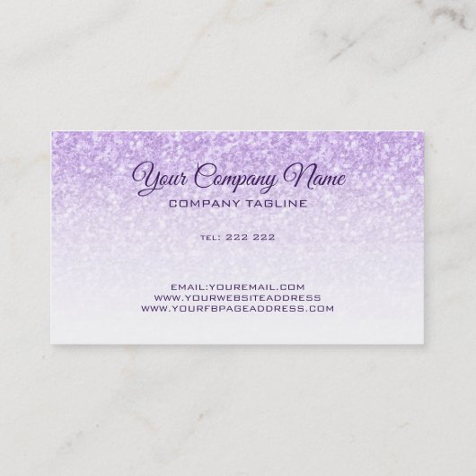 Gradient Lila Glitzer Visitenkarte (Rückseite)