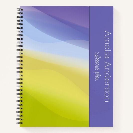 Gradient lime green lavenname Teacher Planner Notizblock (Vorderseite)