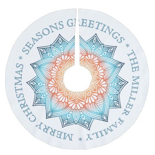 Gradient Mandala Weihnachtsgrüße Polyester Weihnachtsbaumdecke (Vorderseite)