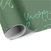 Gradient Merry Christmas | Schönes grünes Elegant Geschenkpapier (Rolleneckpunkt)