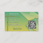 Gradient Modern 3D Geometric Abstrakt QR Code Chic Visitenkarte (Rückseite)