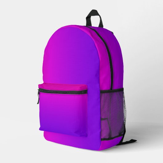 Gradient Neon Pink und Lila Bedruckter Rucksack (Rückseitige Ecke Rechts)