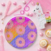 Gradient Neon und Sprinkles Donut Party Pappteller (Party)